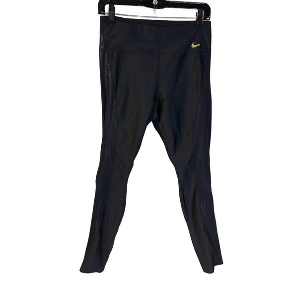 Nike Women's Speed Running Tights Size M Black Glitter Accents 7/8 Dri-Fit - Picture 1 of 7